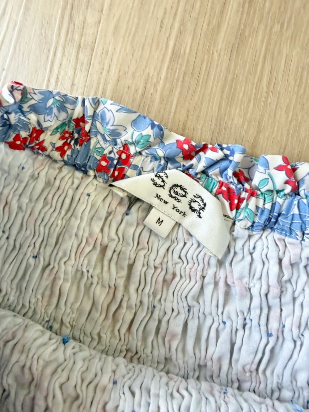 Sea New York Blue Floral A-Line Skirt with Red and Green Accents - Picture 3 of 7